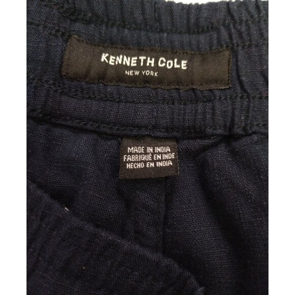 Kenneth Cole Mens Navy Blue Linen Blend Cargo Shorts With Drawstring Waist, NWOT - Picture 3 of 8